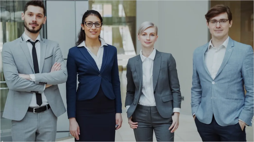 Detail Business Portrait Diverse Team Standing Together Number 3