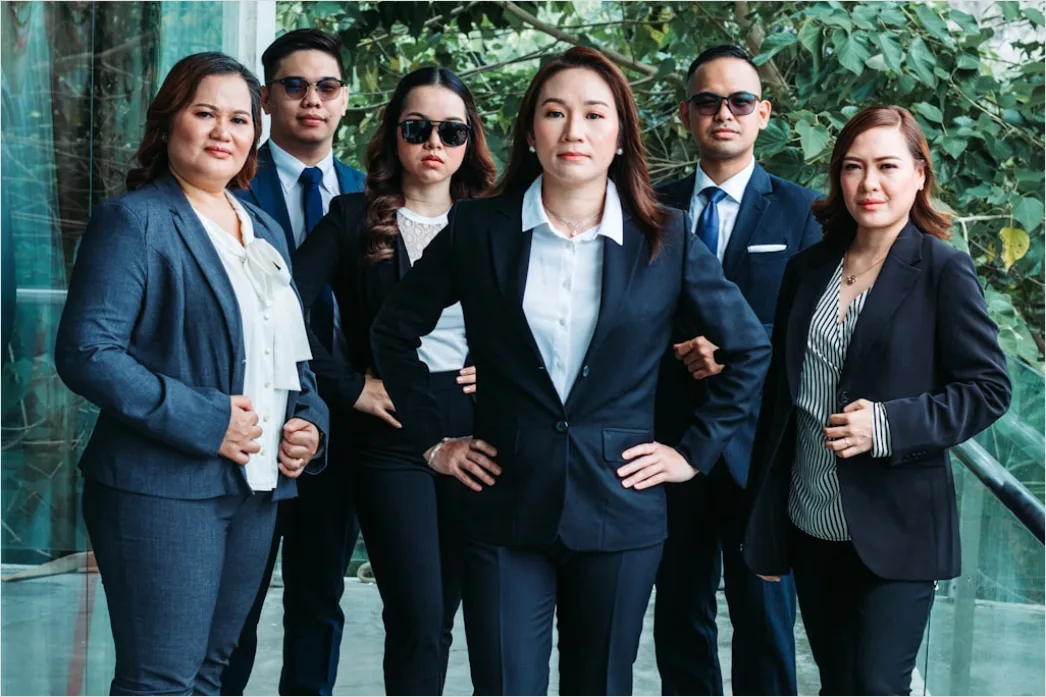 Detail Business Portrait Diverse Team Standing Together Number 8