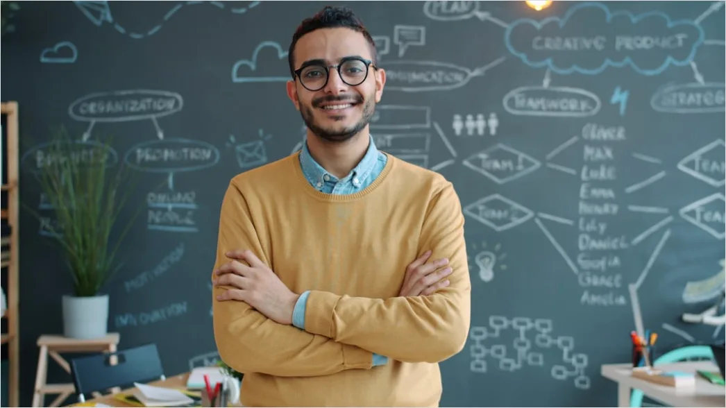 Detail Business Portrait Man Smiling Arms Crossed Office Number 5