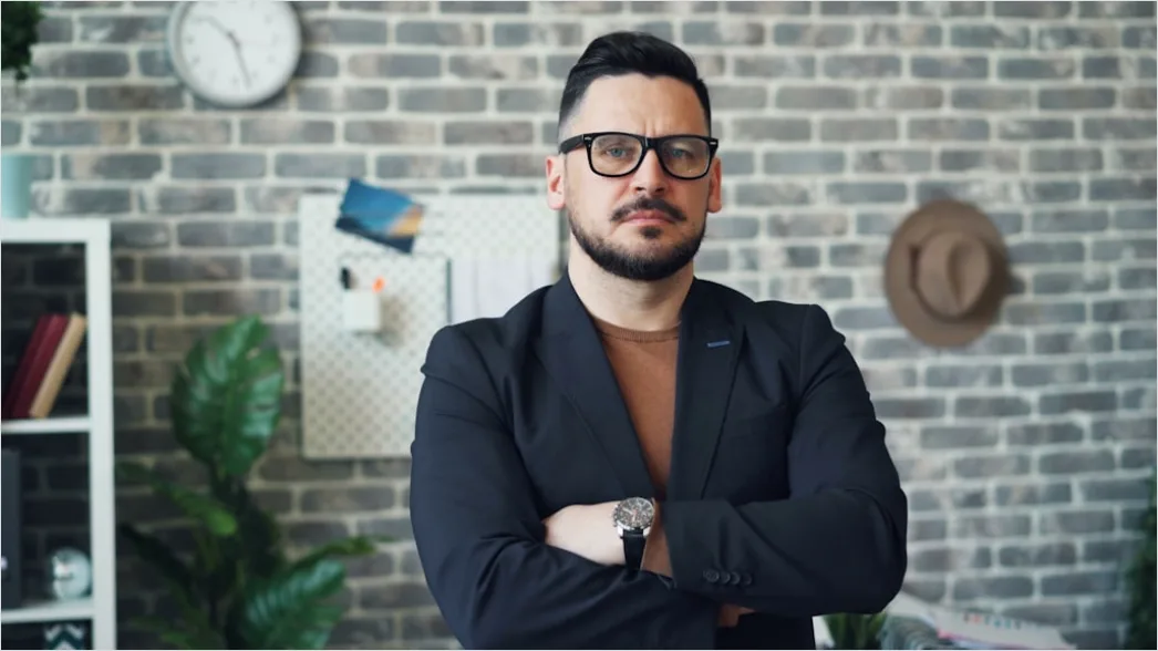 Detail Business Portrait Man Smiling Arms Crossed Office Number 8