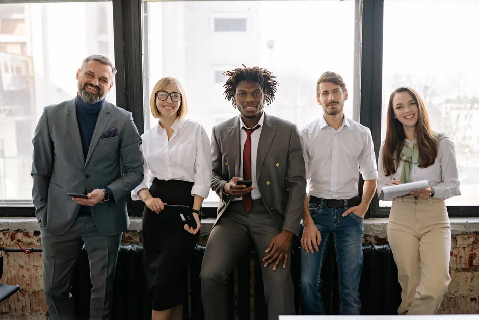 Detail Business Team Portrait Diverse Group Office Setting Number 15