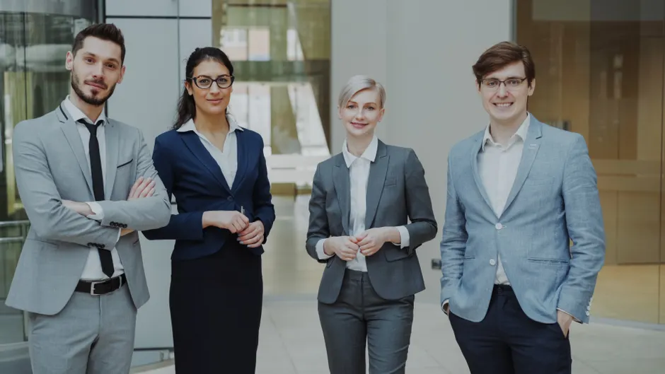 Detail Business Team Portrait Diverse Group Office Setting Number 9