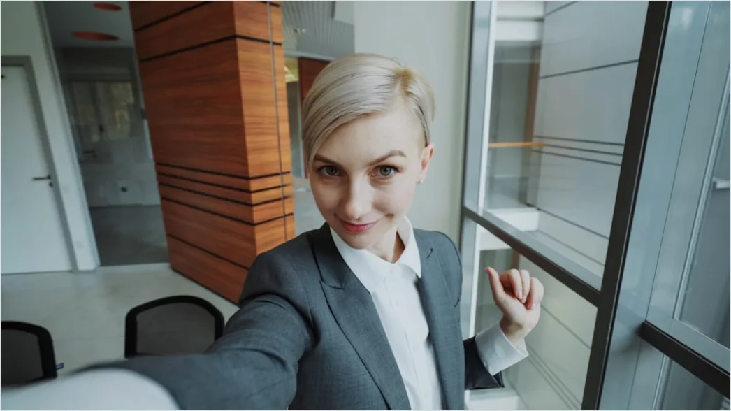 Businesswoman Portrait Smiling Confident Modern Office F336