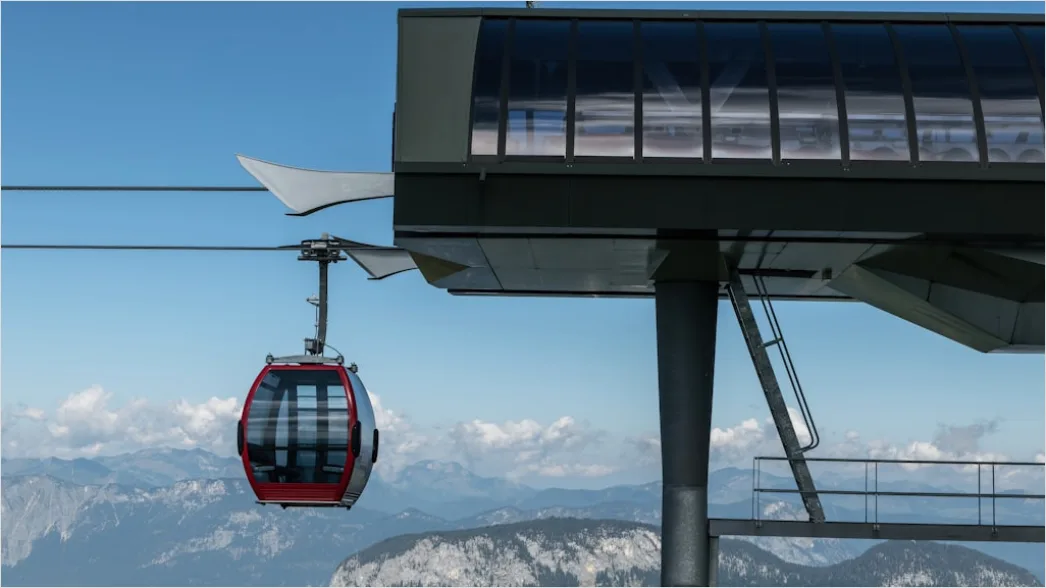 Detail Cable Car Ascending Mountain Scenic Route Number 18
