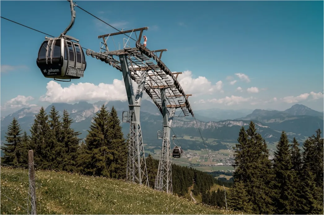 Detail Cable Car Ascending Mountain Scenic Route Number 19