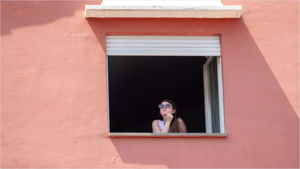 Detail Candid Portrait Woman Looking Out Window Thoughtful Number 12