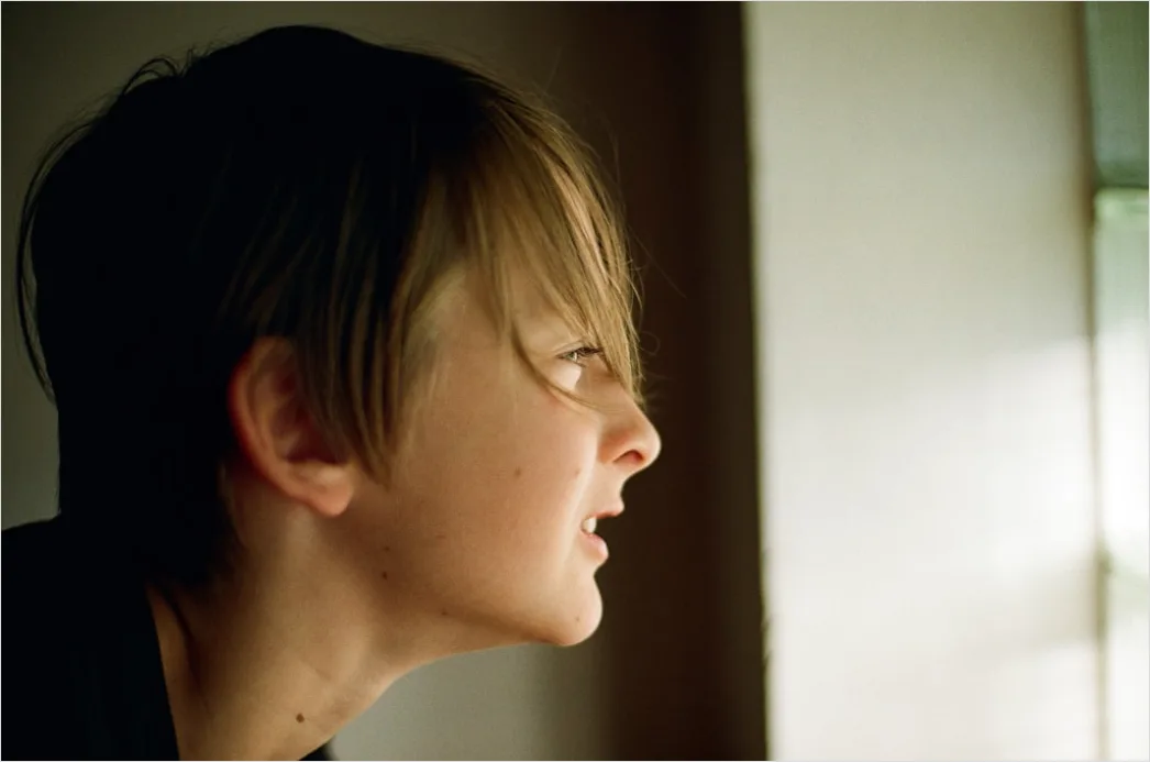 Detail Candid Portrait Woman Looking Out Window Thoughtful Number 8