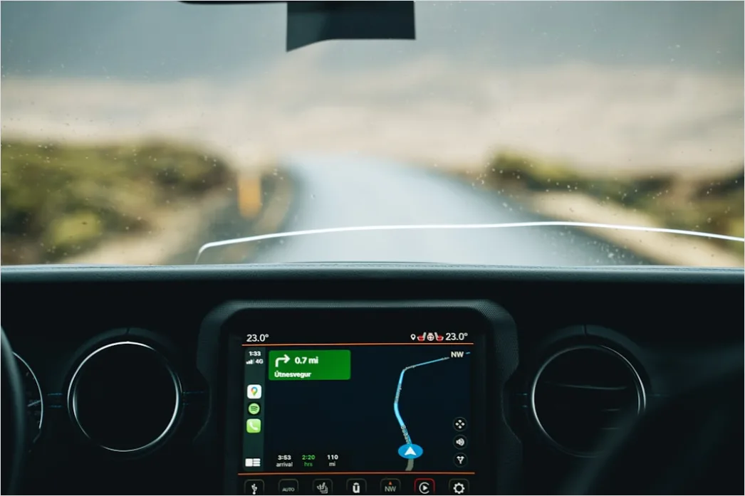 Detail Car Navigation System Touchscreen Close Up Number 9