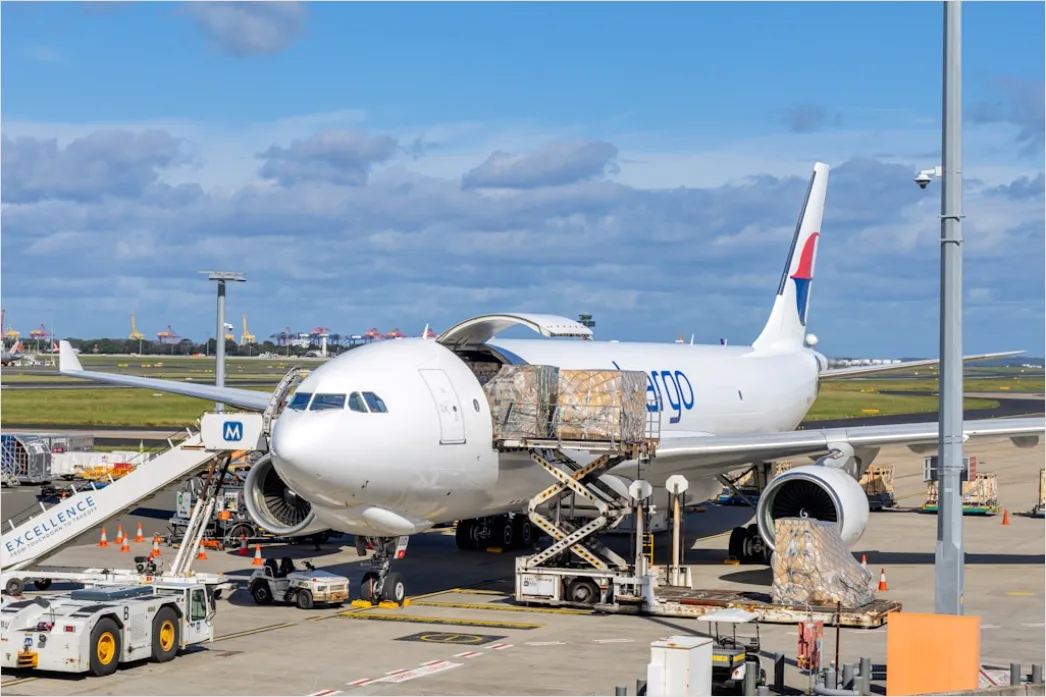 Detail Cargo Airplane Loading Freight At Airport Number 2