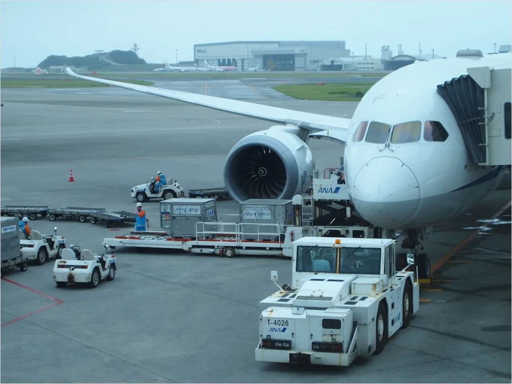 Detail Cargo Airplane Loading Freight At Airport Number 19
