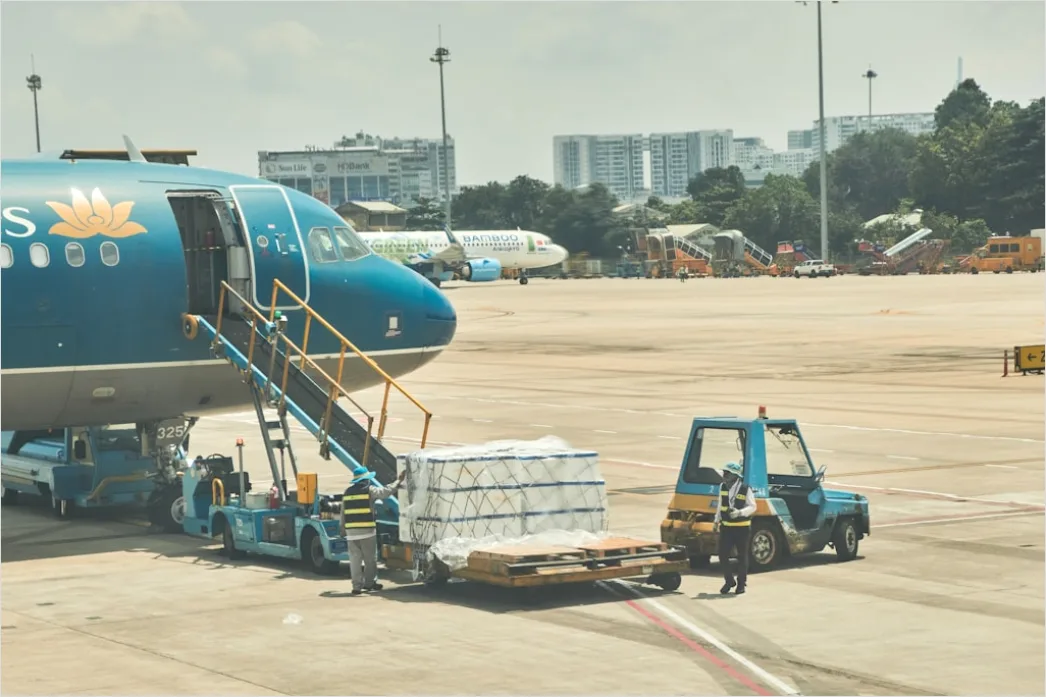 Detail Cargo Airplane Loading Freight At Airport Number 3