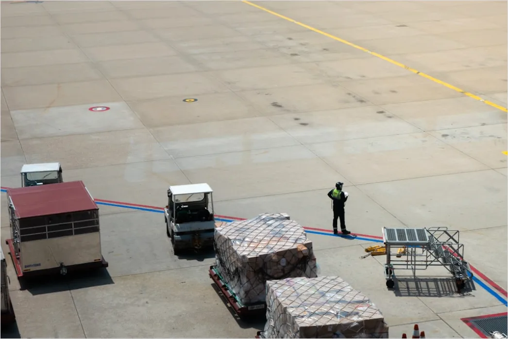 Detail Cargo Airplane Loading Freight At Airport Number 5