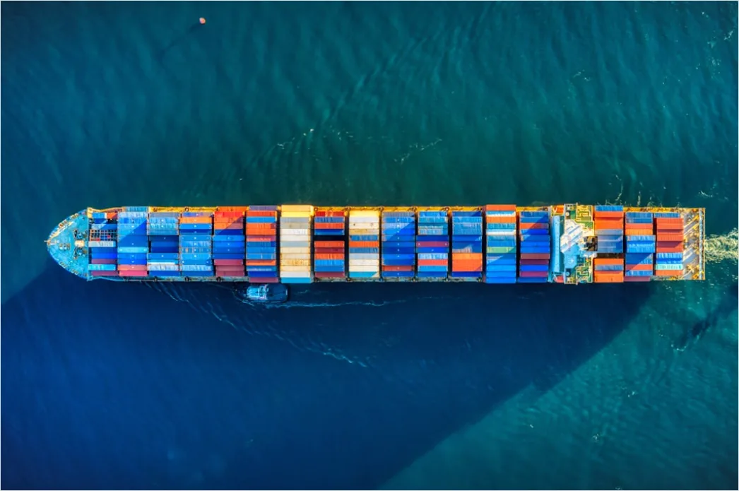 Cargo Ship Deck Containers Stacked Aerial F9ff