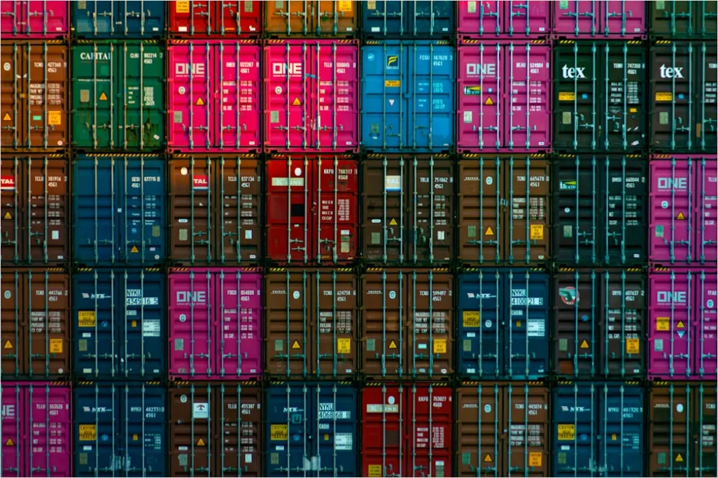 Detail Cargo Ship Deck Containers Stacked Aerial Number 2