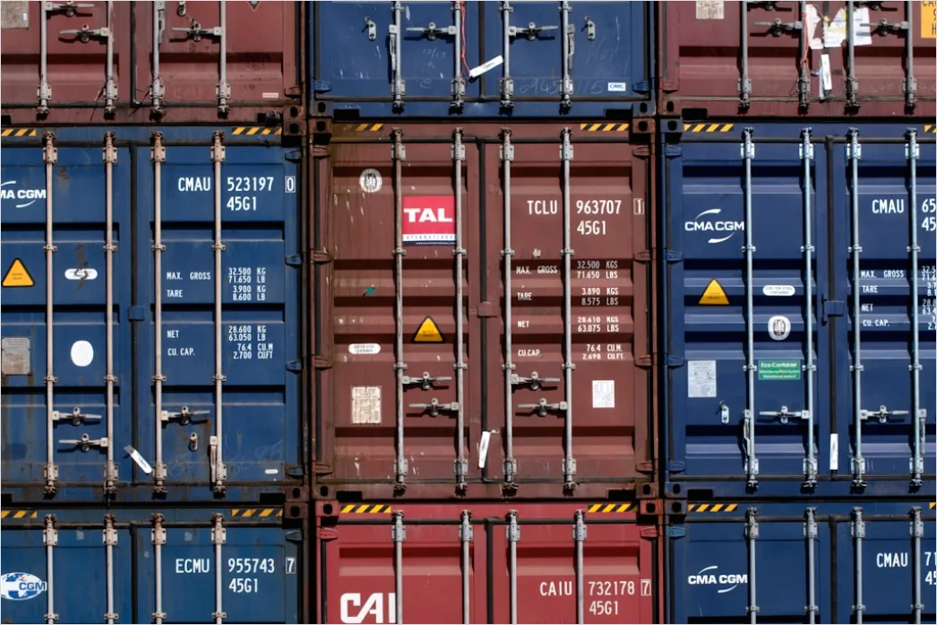 Detail Cargo Ship Deck Containers Stacked Aerial Number 13