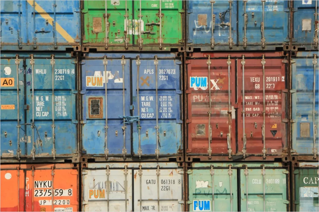 Detail Cargo Ship Deck Containers Stacked Aerial Number 18