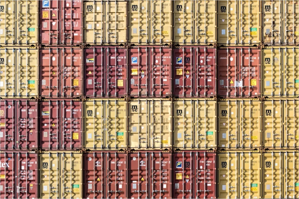 Detail Cargo Ship Deck Containers Stacked Aerial Number 19