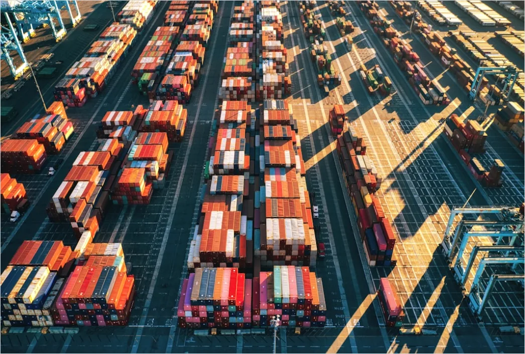 Detail Cargo Ship Deck Containers Stacked Aerial Number 6
