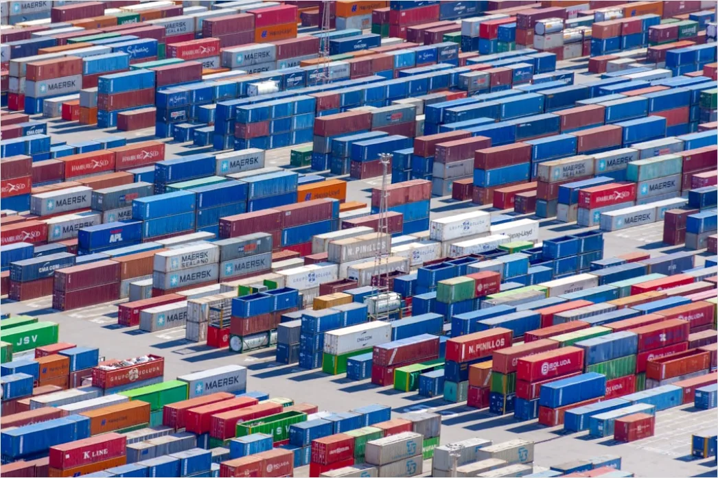 Detail Cargo Ship Deck Containers Stacked Aerial Number 10