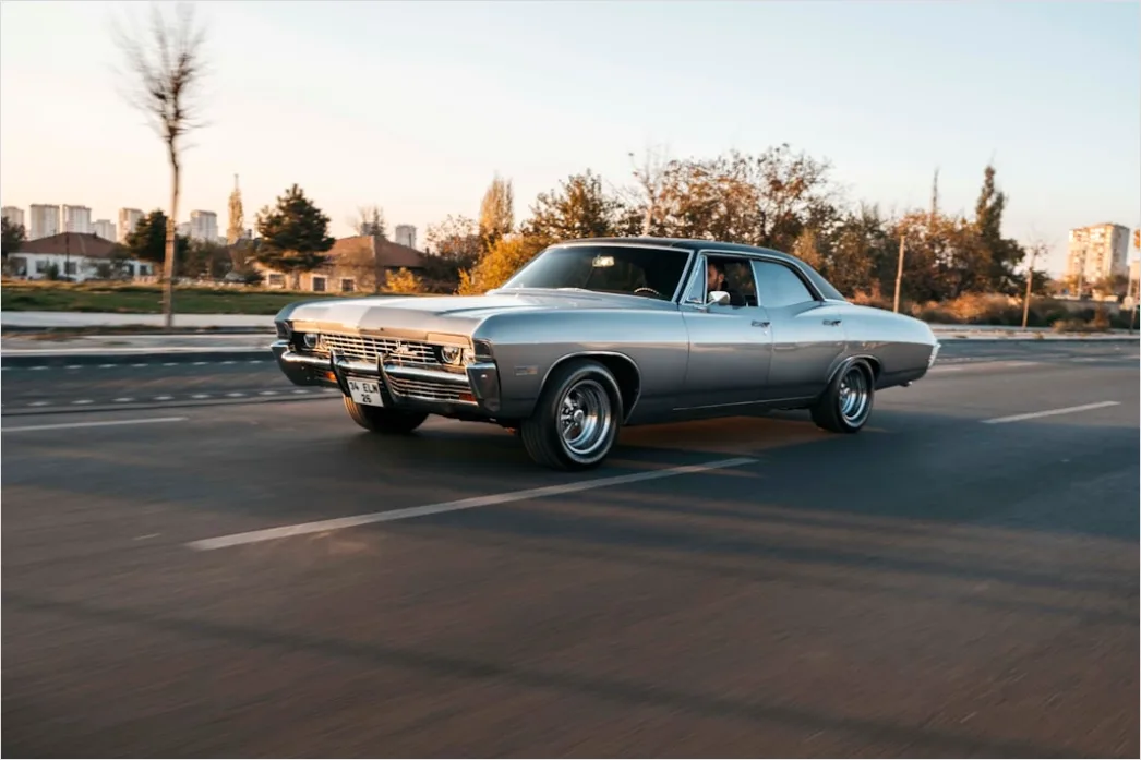Classic American Muscle Car On Open Road 7ef4