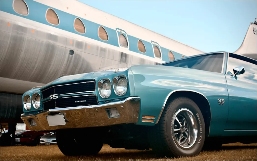 Detail Classic American Muscle Car On Open Road Number 11