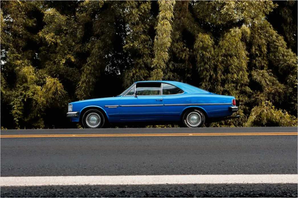Detail Classic American Muscle Car On Open Road Number 14