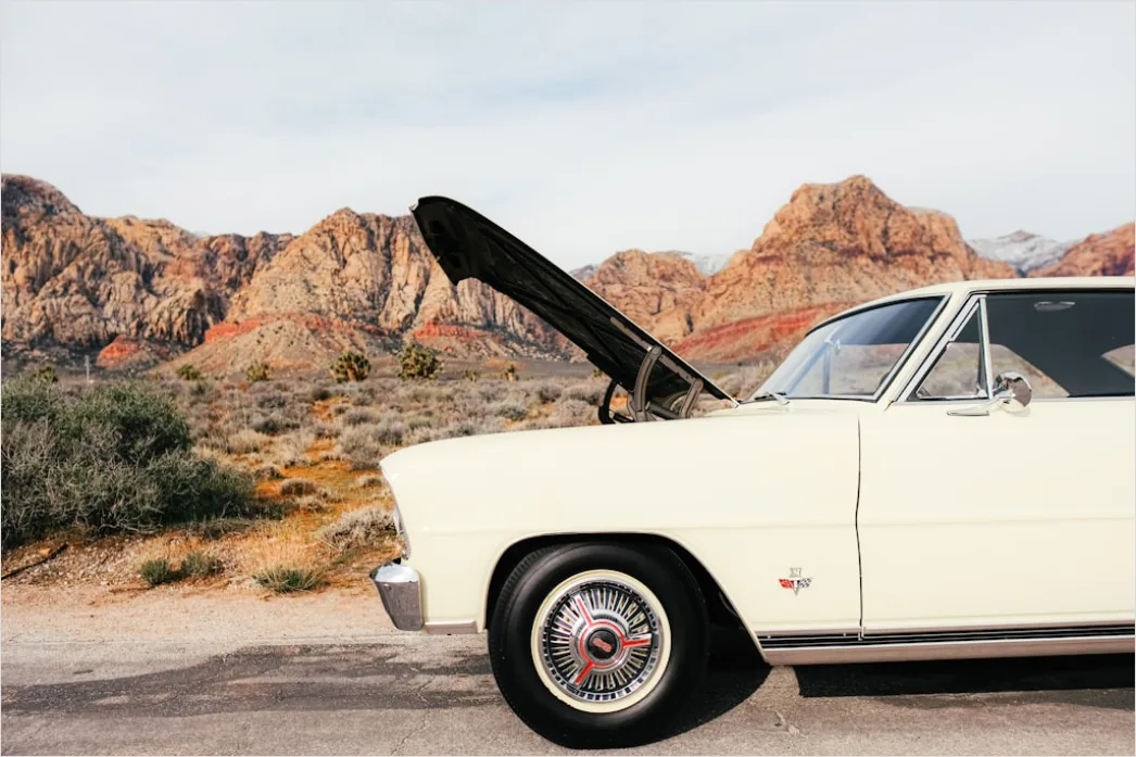 Detail Classic American Muscle Car On Open Road Number 15