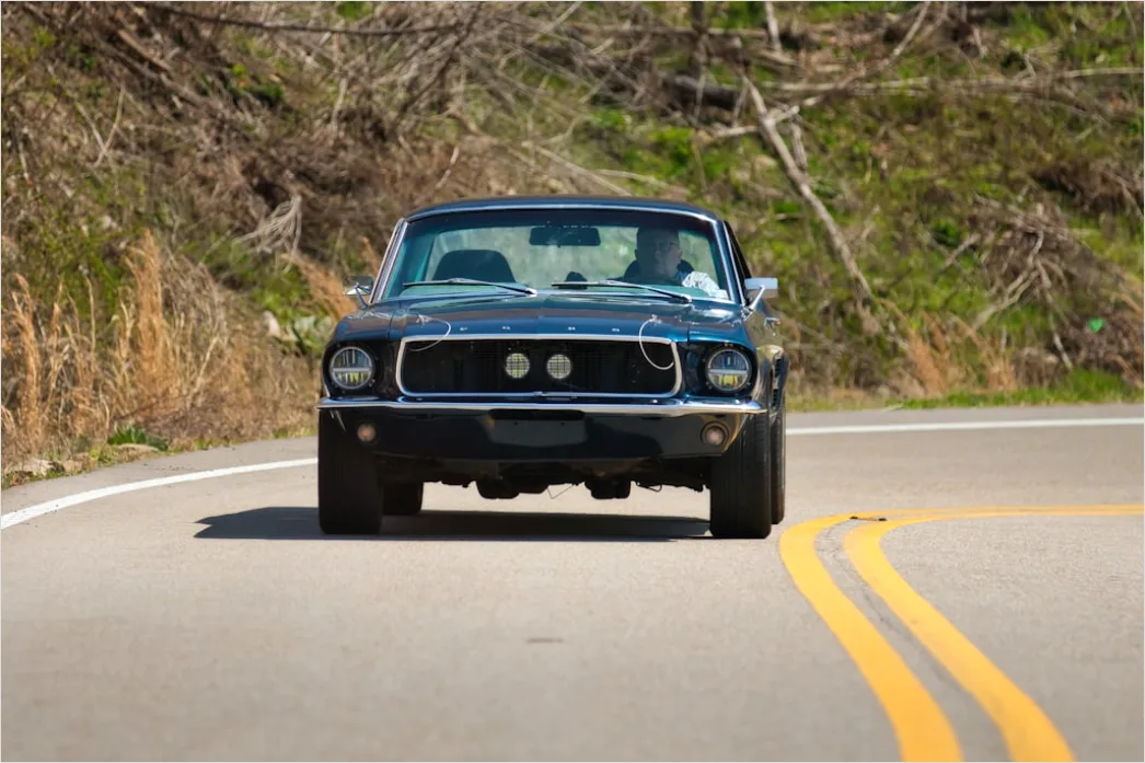 Detail Classic American Muscle Car On Open Road Number 16