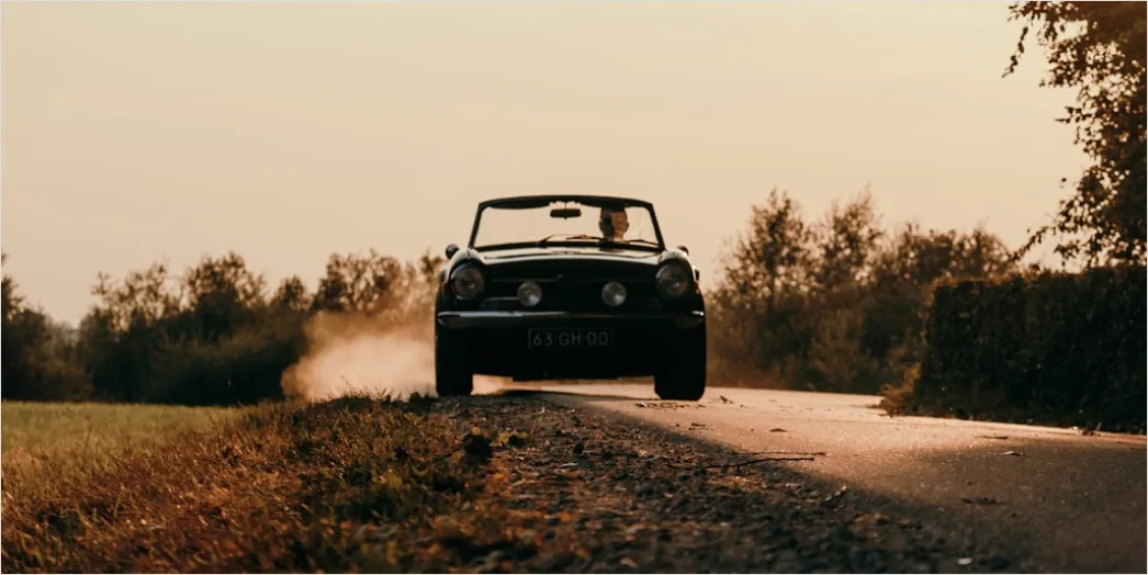 Detail Classic American Muscle Car On Open Road Number 18