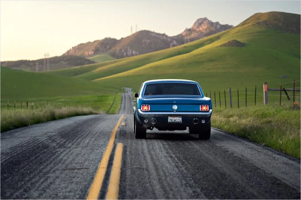 Detail Classic American Muscle Car On Open Road Number 4