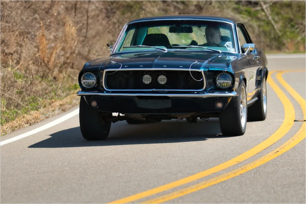 Detail Classic American Muscle Car On Open Road Number 7