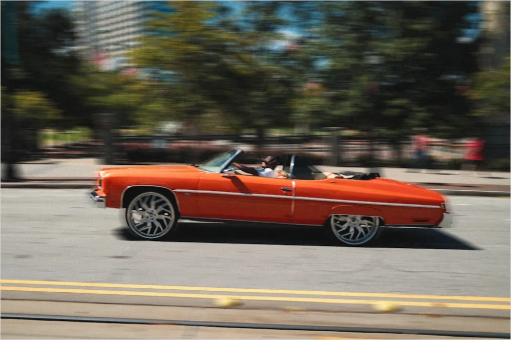 Detail Classic American Muscle Car On Open Road Number 8