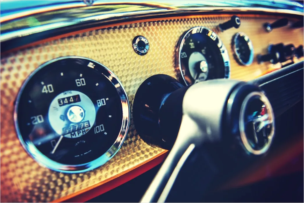 Detail Classic Car Speedometer Dashboard Detail Number 7