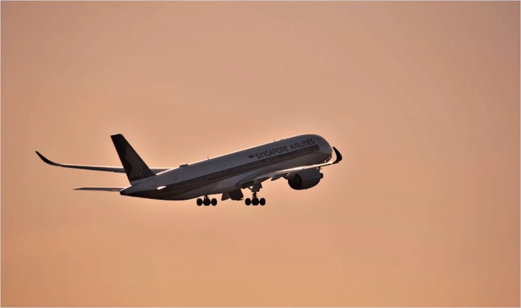 Detail Commercial Airplane Taking Off At Sunset Number 12