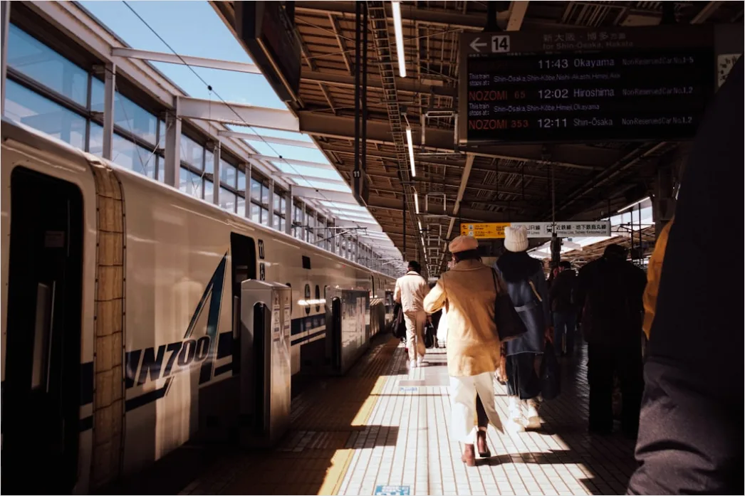 Detail Commuter Train Passengers Boarding At Station Number 15