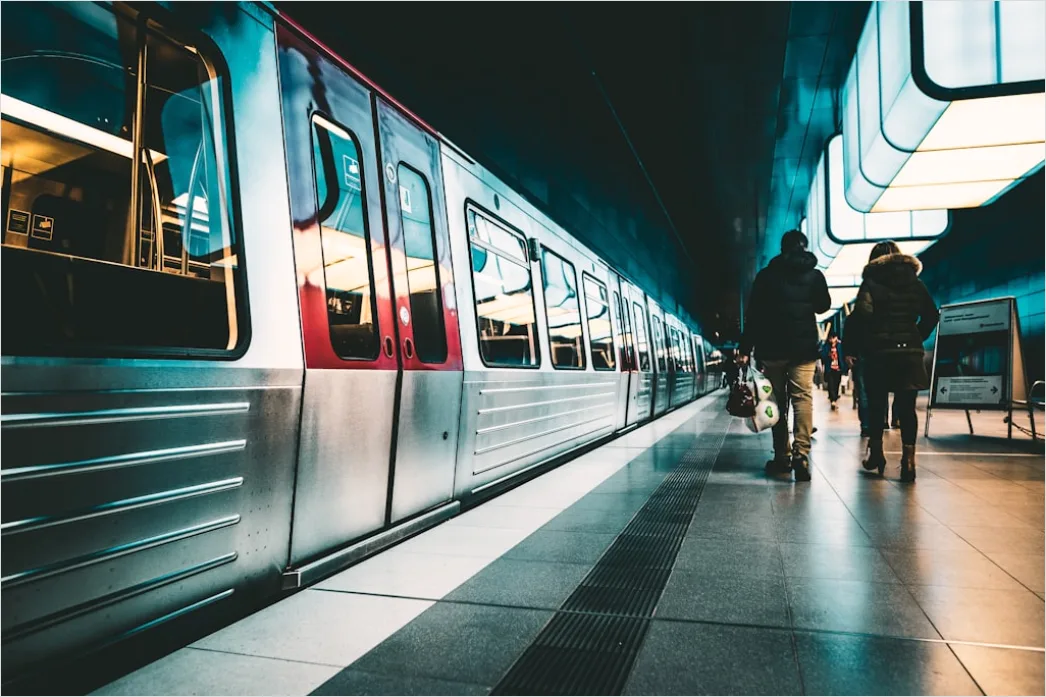 Detail Commuter Train Passengers Boarding At Station Number 18