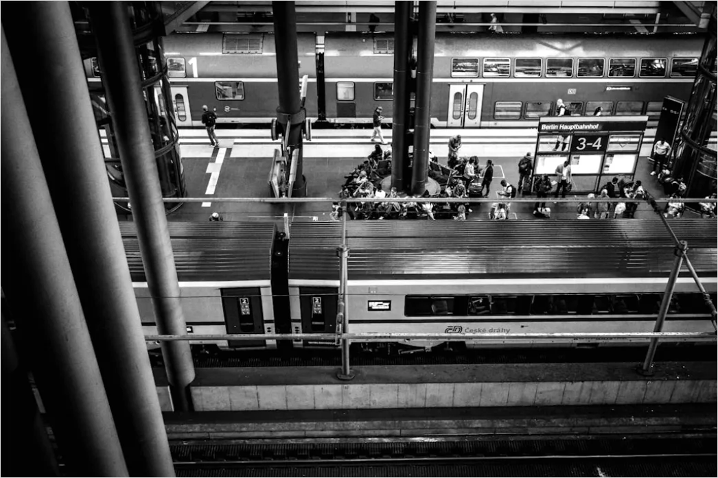 Detail Commuter Train Passengers Boarding At Station Number 4