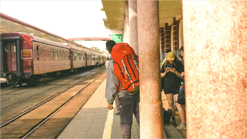 Detail Commuter Train Passengers Boarding At Station Number 10