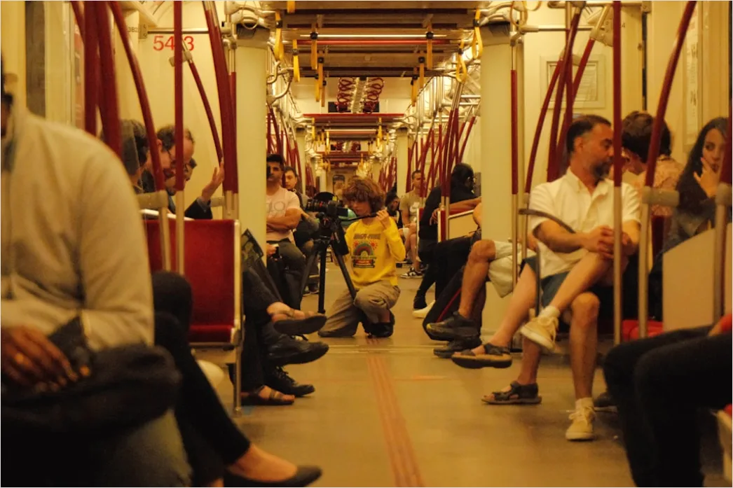 Detail Commuters On Subway Train Reading Phones Number 10