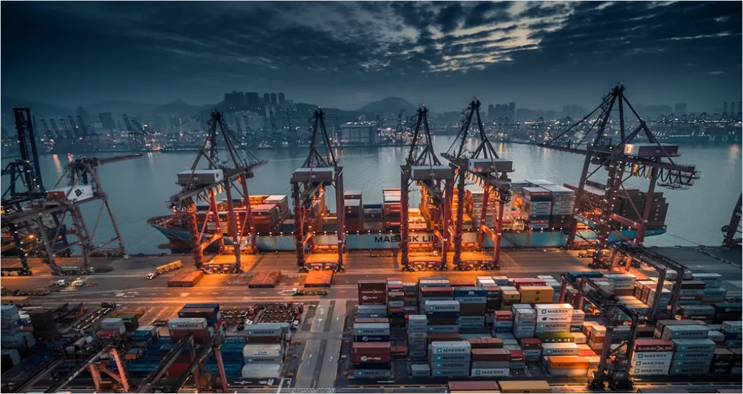 Detail Container Port Aerial View Cranes Loading Ships Number 2