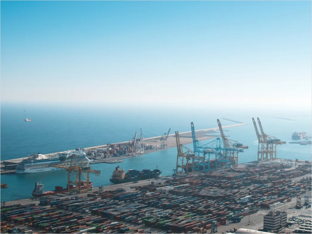 Detail Container Port Aerial View Cranes Loading Ships Number 12