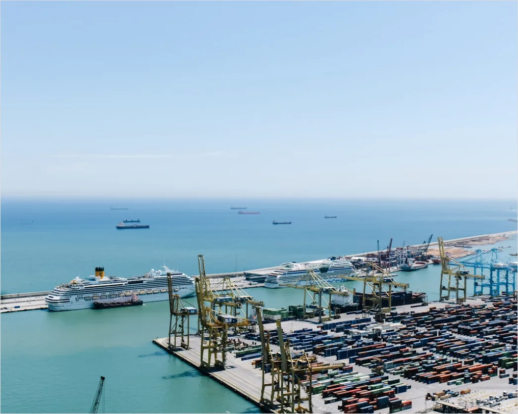 Detail Container Port Aerial View Cranes Loading Ships Number 16