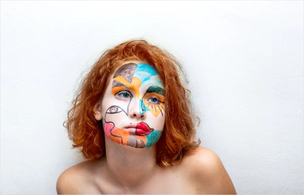 Creative Portrait Woman Colorful Paint Face Art A2e0