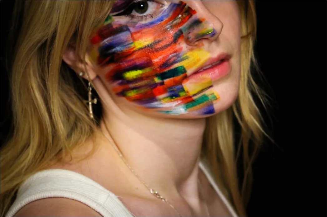 Detail Creative Portrait Woman Colorful Paint Face Art Number 2
