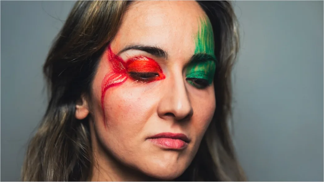 Detail Creative Portrait Woman Colorful Paint Face Art Number 12