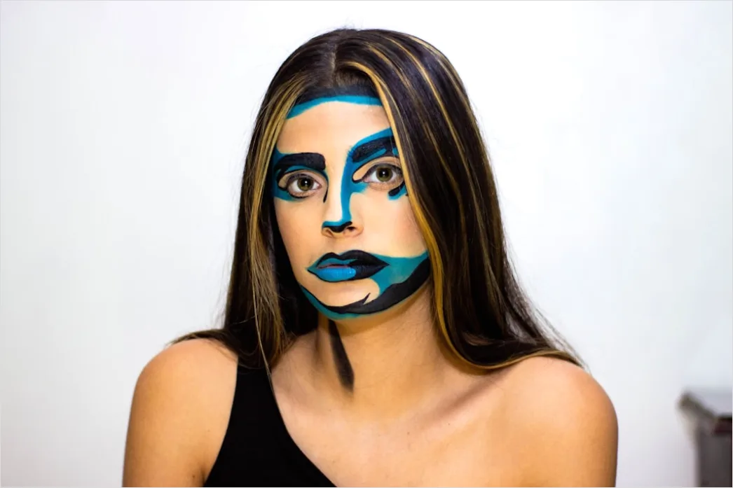 Detail Creative Portrait Woman Colorful Paint Face Art Number 13