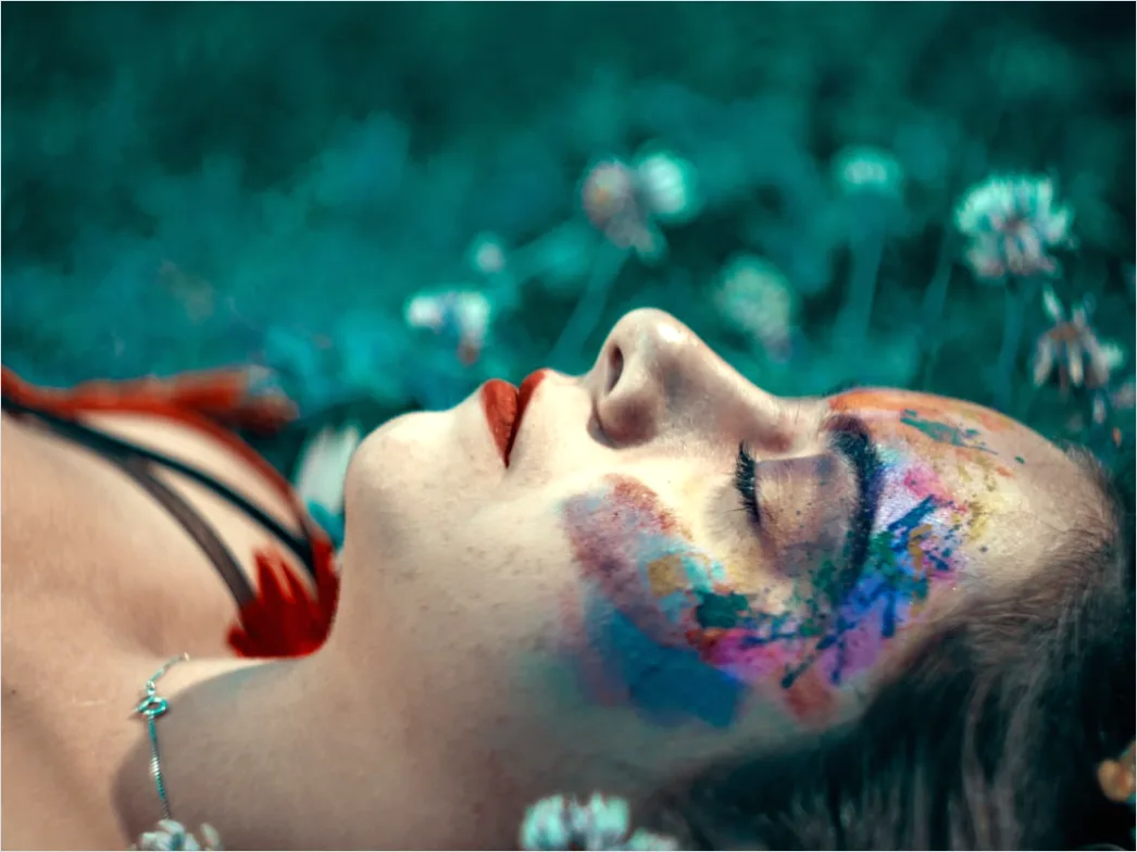 Detail Creative Portrait Woman Colorful Paint Face Art Number 16