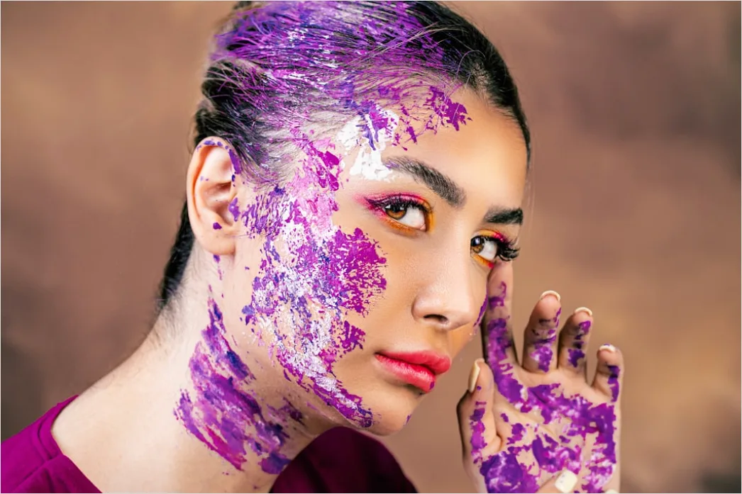 Detail Creative Portrait Woman Colorful Paint Face Art Number 18