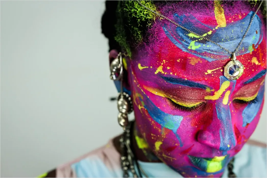Detail Creative Portrait Woman Colorful Paint Face Art Number 6