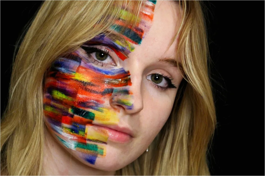 Detail Creative Portrait Woman Colorful Paint Face Art Number 9